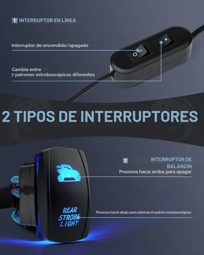 Vista 5 de Barra de luz LED estroboscópica de 30 pulgadas para UTV con soporte de montaje para jaula de protección de 1.75"-2" Luz de persecución trasera