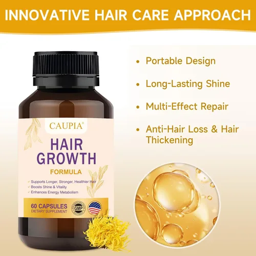Vista 4 de Cápsulas de suplemento energético capilar para el crecimiento del cabello, suplemento de apoyo para el cabello y el cuero cabelludo, 60 cápsulas
