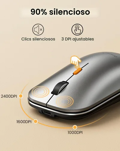 Vista 6 de ProtoArc Ratón inalámbrico Bluetooth, EM18 portátil para portátil/PC/MacBook/iPad, clics silenciosos, Bluetooth multidispositivo y conexión de 2.4