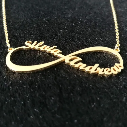 Vista 5 de UMAGICBOX Sterling Silver Infinity Name Necklace Personalized 18K Gold Plated Nameplate Custom Pendant Jewelry Gift for Women
