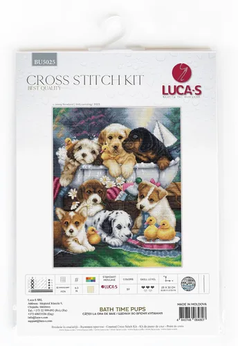 Vista 2 de Luca-S Kit de punto de cruz - Cachorros de baño