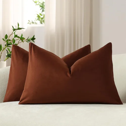 Vista 67 de Fundas de almohada de 16 x 16 pulgadas, color beige: paquete de 2 fundas de almohada decorativas de terciopelo suave y acogedoras para sofá, sala