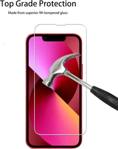Vista 5 de Marco de alineación fácil diseñado para iPhone 13 mini Protector de pantalla de vidrio templado 2 paquetes Película protectora de lente de cámara 2