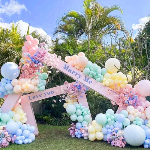 Vista 7 de Juego de 216 guirnaldas de globos arcoíris pastel, kit de arco de globos de látex coloridos para cumpleaños, baby shower, boda, compromiso, Pastel