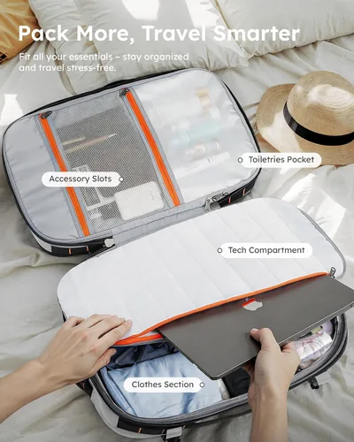 Vista 4 de Tolaccea - Mochila de viaje, aprobada para vuelos TSA, equipaje de mano para negocios, mochila resistente para computadora de gran tamaño, duradera