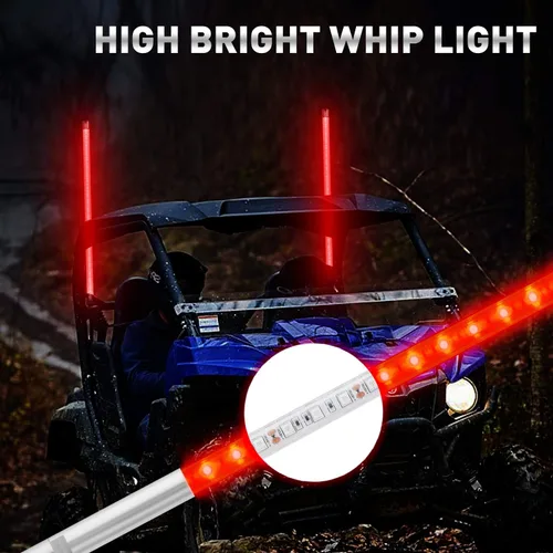 Vista 2 de 1 unidad de 4 pies de luz LED de látigo con antena iluminada en rojo para ATV UTV Buggy Dune vehículo todoterreno camión Polaris