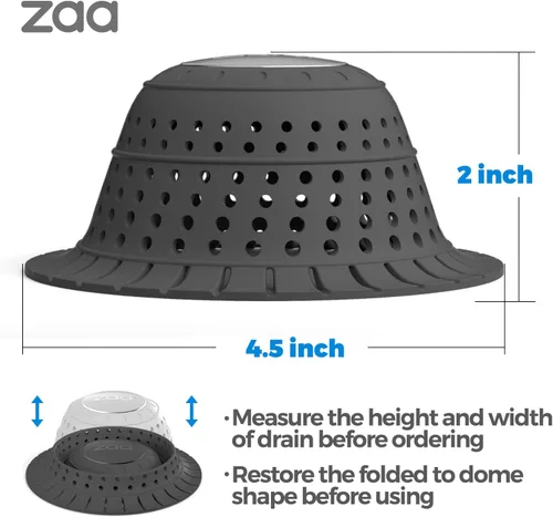 Vista 5 de zaa - Recogedor de pelo de drenaje de bañera, 2 paquete de protector de drenaje plegable de silicona para desagües emergentes y regulares de ducha