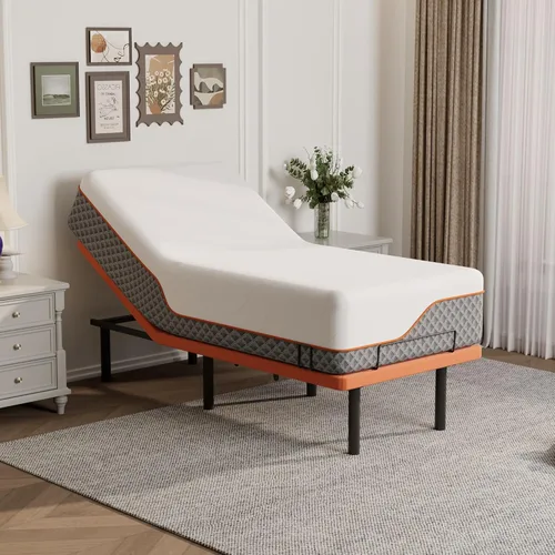 Vista 18 de ESHINE - Base de cama ajustable individual XL con colchón + colchón de espuma viscoelástica de gel de 8 pulgadas (firmeza media), control por