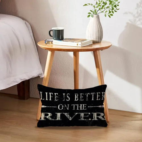 Vista 3 de Life is Better on The River - Juego de 2 fundas de almohada decorativas con temática de río negro, 12 x 20 pulgadas, para sofá