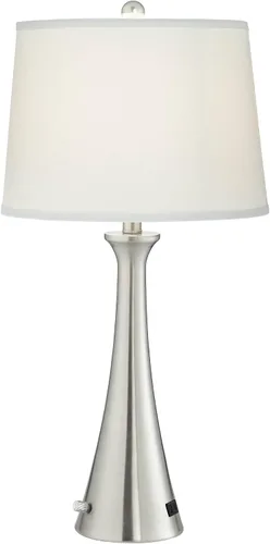 Vista 9 de 360 Lighting Karl - Juego de 2 lámparas de mesa modernas de 27 1/2 pulgadas de alto con puertos de carga USB A+C y toma de corriente alterna