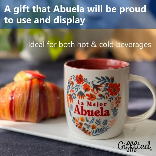 Vista 4 de Triple Gifffted Regalos para abuelos, tazas de café La Mejor Abuela y Abuelito en español, Latino Best Grandma and Grandpa, Regalo Dia Birthday and