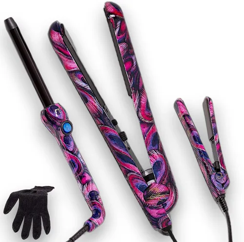 Vista 10 de PYT Lola Tool Kit 1.25 Plancha Plana 1 Varita Curling 0.748 in 1 Mini Plancha De Pelo