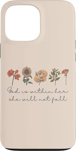 Vista 24 de God is Within Her She Will Not Fall Psalms 46:5 Boho Flowers Case for iPhone 17