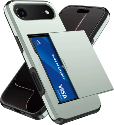 Vista 48 de Qinmay Funda compatible con iPhone 7 Plus/8 Plus con tarjetero, doble capa a prueba de golpes, funda protectora resistente con ranura oculta Negro