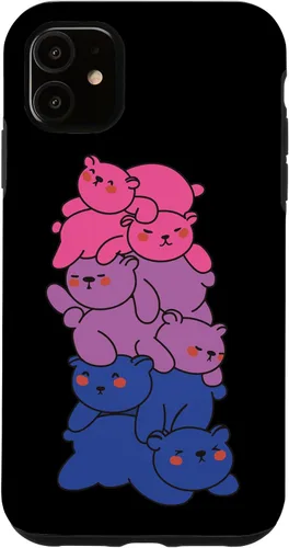 Vista 5 de Funda con diseño de oso LGBTQ para iPhone 15 con bandera bi