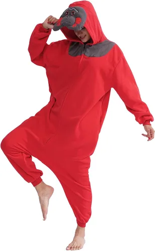 Vista 5 de Adult Cartoon Orangtan Onesie Costume Animal Cosplay Homewear Pajamas Sleepwear for Women and Men