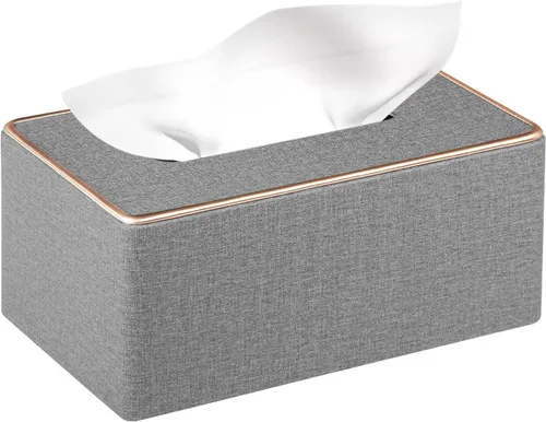 Vista 10 de Funda rectangular de cuero para caja de pañuelos, soporte de caja de pañuelos moderno rectangular para toallas de papel, dispensador de pañuelos