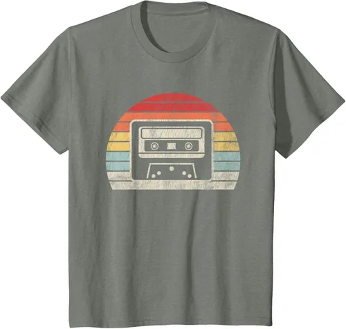 Vista 52 de Retro Cassette Tape 80s 90s Nostalgia T-Shirt Negro