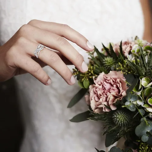 Vista 2 de YL Anillo de compromiso de infinito para mujer, plata de ley 925, joyería de compromiso retorcida de eternidad