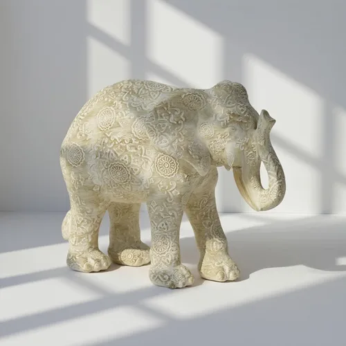 Vista 2 de Guichifun Estatuas de Elefante Decorativas Figuras Coleccionables - Decoración de Elefante Bohemio de Resina Crema Hecho a Mano Trae Buena Suerte