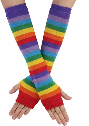 Vista 10 de Mesyo Guantes góticos sin dedos largos calentadores de brazo de punto para el pulgar guantes elásticos 4 Pares #3