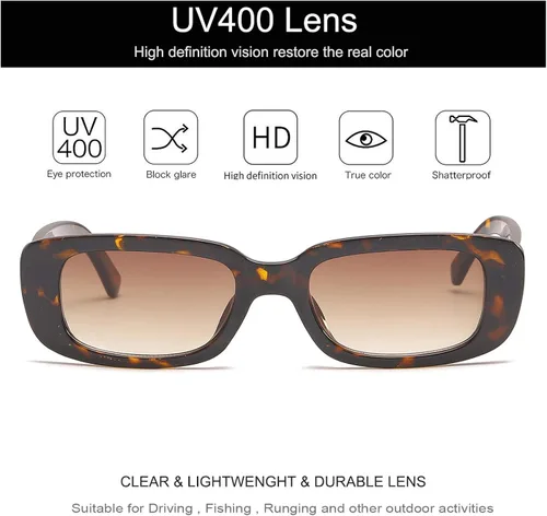 Vista 2 de QIFANDI UV400 - Gafas de sol estilo retro, ovaladas y gruesas, con marco grueso