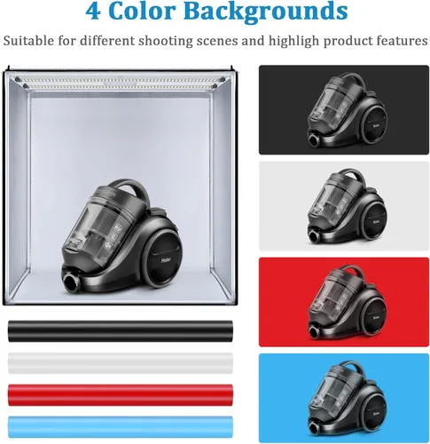 Vista 2 de Caja de estudio fotográfico, 32 x 32 x 32 pulgadas, caja de luz plegable portátil para fotografía, tienda de campaña con luces LED CRI95+ regulables
