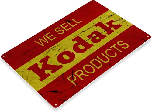 Vista 2 de Tinworld Cartel de estaño: Kodak Cámara Rústica Retro Tienda Metal Decoración Película Fotos Fotografía B726