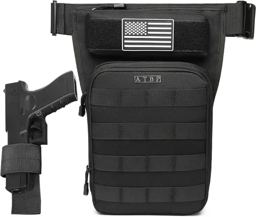 Vista 7 de Bolsa Táctica de Motocicleta para Pierna con Funda de Muslo y Holster para Pistola de Hombres para Caza y Tiro al Blanco con Almacenamiento