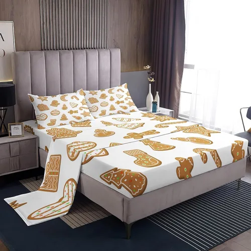 Vista 33 de Juego de sábanas tamaño individual, sábanas para árbol de Navidad, sábanas y fundas de almohada de microfibra de 3 piezas, juego de sábanas