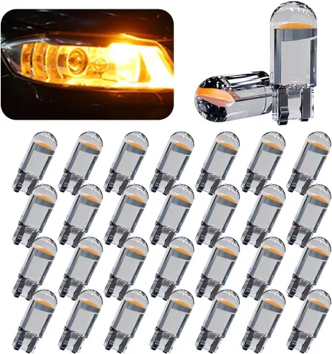 Vista 8 de Paquete de 30 bombillas LED para coche 194, 0.36W 12V T10 6000K luces interiores, bombillas LED COB 168 2825 W5W cuña, reemplazo universal para luz