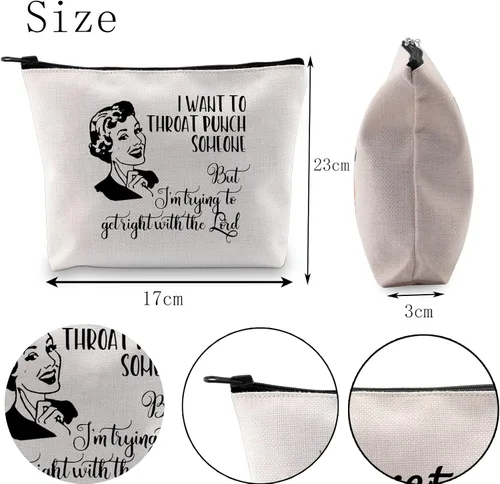 Vista 6 de POFULL Ama de casa regalo sarcástico vintage ama de casa bolsa de cosméticos