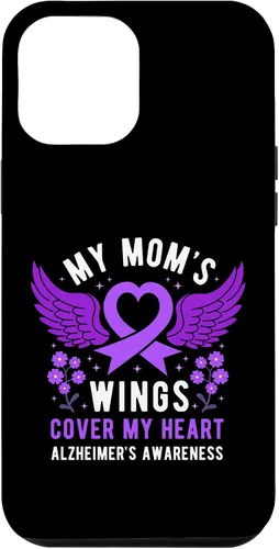 Vista 6 de Funda morada para iPhone 14 My Mom's Wings Cover My Heart Alzheimer's Awareness