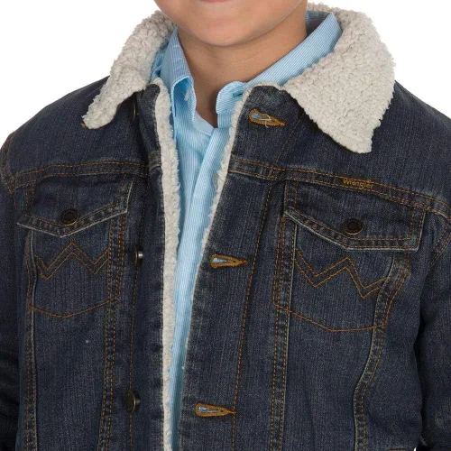 Vista 2 de Wrangler Chaqueta con forro occidental para niño, Manta Indigo