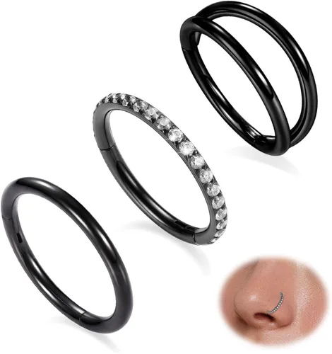 Vista 13 de GAGABODY 2 piercings para la nariz, calibre 20G, 18G, 16G, 14G, 12G, 10G, 8G, acero quirúrgico, tabique, cartílago, hélice, trago, concha, daith