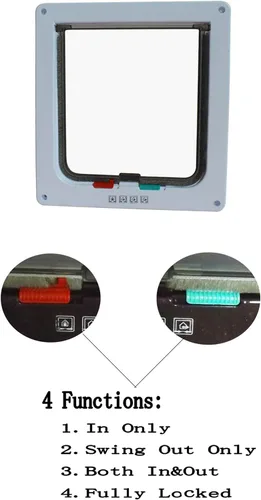 Vista 3 de Xiaoyu Puerta y solapas interiores para perros y gatos, con 4 vías, color marrón, grande
