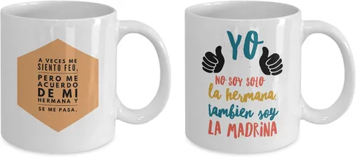 Vista 2 de Regalo para madrina Taza de café para hermana Regalo para Navidad, graduados, profesionales y estudiantes Vaso con afirmaciones positivas