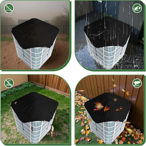 Vista 7 de 28 x 28 Cubiertas de Aire Acondicionado para Exterior con Soporte de Cubierta, Cubierta de CA Resistente al Agua de 600D, Cubiertas de Condensedor