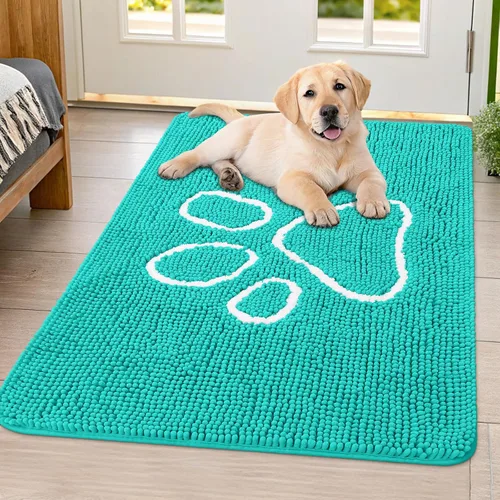 Vista 248 de Smiry Tapete para puerta de perro para patas fangosas, absorbente y Gris y negro
