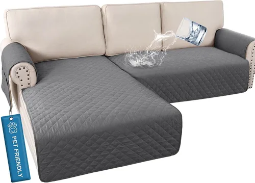 Vista 25 de H.VERSAILTEX Fundas de sofá para sofá seccional, 2 piezas, funda de sofá en forma de L, 100% impermeable y lavable, protector de sofá para perros
