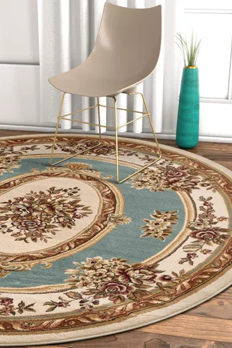 Vista 23 de Alfombra de pastoral con medallón de tejido suave y grueso, estilo europeo, con diseño floral y tradicional, fácil de limpiar, moderna, clásica