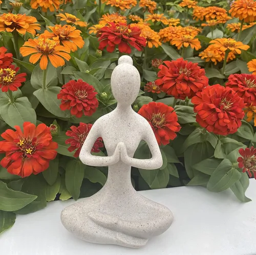 Vista 5 de Figura de yoga para el hogar, estatua de yoga budista zen, escultura de estatua de yoga Namaste, decoración interior y exterior para cumpleaños, día