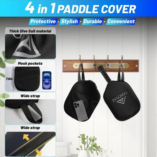 Vista 6 de Palas de pickleball aprobadas por USAPA de fibra de carbono/fibra de vidrio, juego de 2/1 con bolsa/cubierta, juego de paletas de pickleball