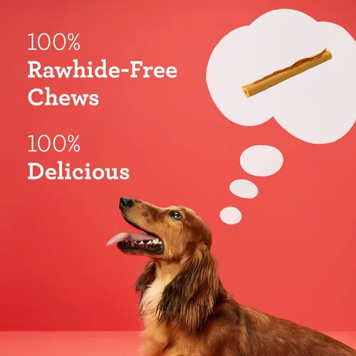 Vista 4 de DreamBone DreamSticks con sabor real a tocino y queso, palitos masticables para perros sin cuero crudo (paquete de 30)