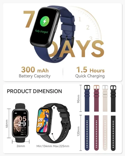 Vista 7 de Rastreador de actividad física, relojes inteligentes para mujeres y hombres con monitor de frecuencia cardíaca, SpO2/sueño, IP68 impermeable