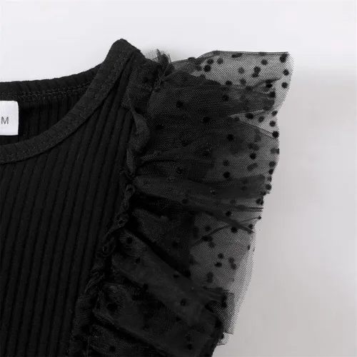 Vista 4 de Vestido de princesa 100 % algodón sin mangas tutú vestido de verano para niñas pequeñas, vestido de malla con volantes 3M-3Y