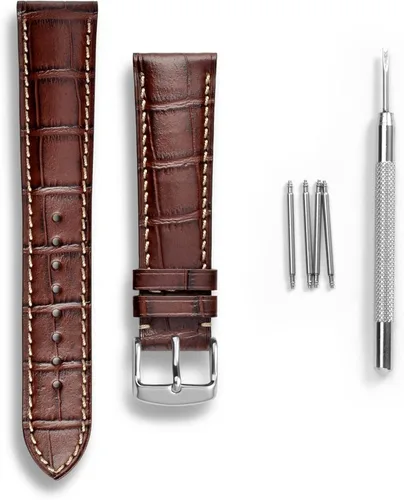 Vista 3 de WOCCI Watch Bands, Italian Leather, Embossed Alligator Grain, Choose Color & Width 14mm 18mm 19mm 20mm 21mm 22mm