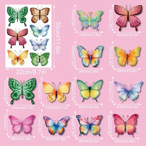 Vista 6 de Calcomanías de pared de mariposa de acuarela para dormitorio de niñas, calcomanías de pared para niños, bebés, guardería, decoración de bricolaje