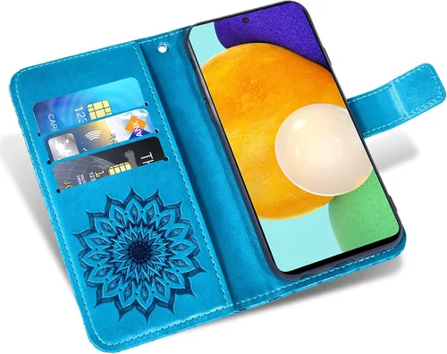 Vista 2 de Funda de teléfono para Samsung Galaxy A52 5G/4G con protector de pantalla de vidrio templado y funda delgada de cuero, soporte para tarjetas