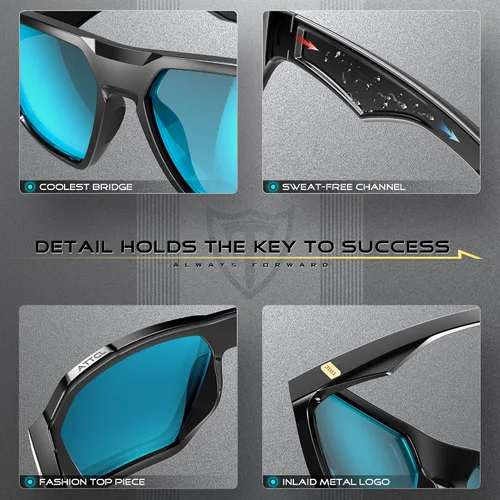 Vista 5 de ATTCL Gafas de sol polarizadas para hombre gafas deportivas casuales con protección UV marco hexagonal TR90 M